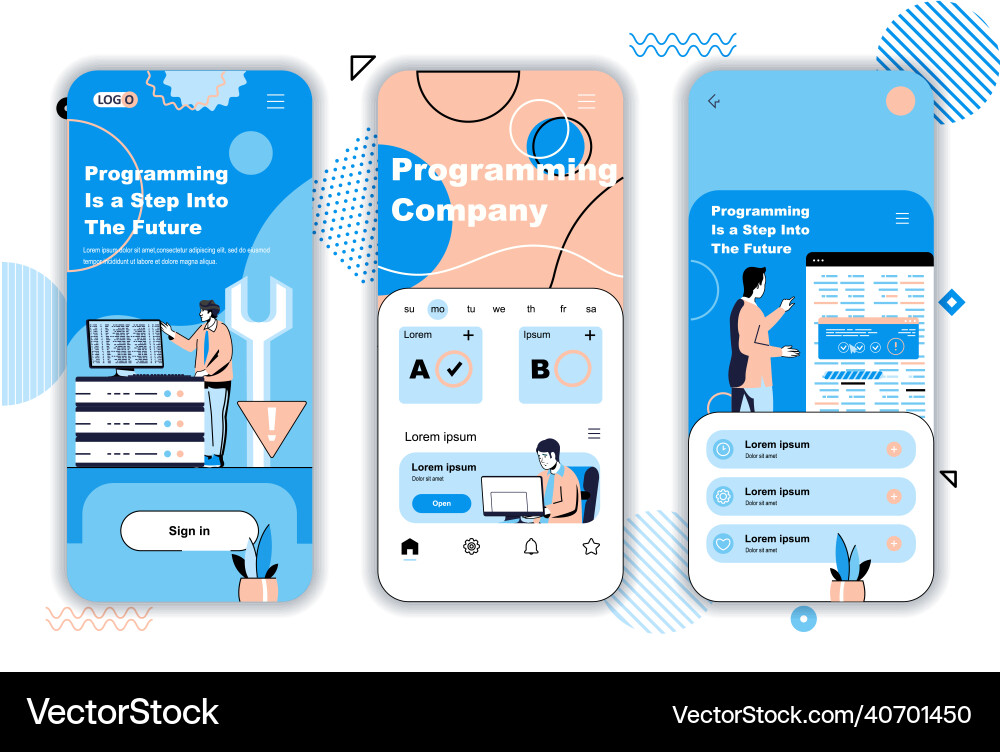Programming company concept onboarding screens vector image