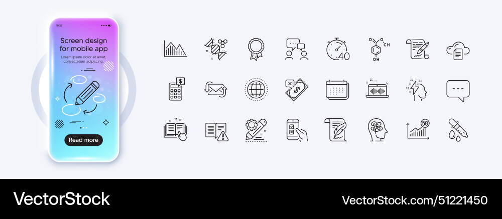 Project edit globe and file storage line icons Vector Image