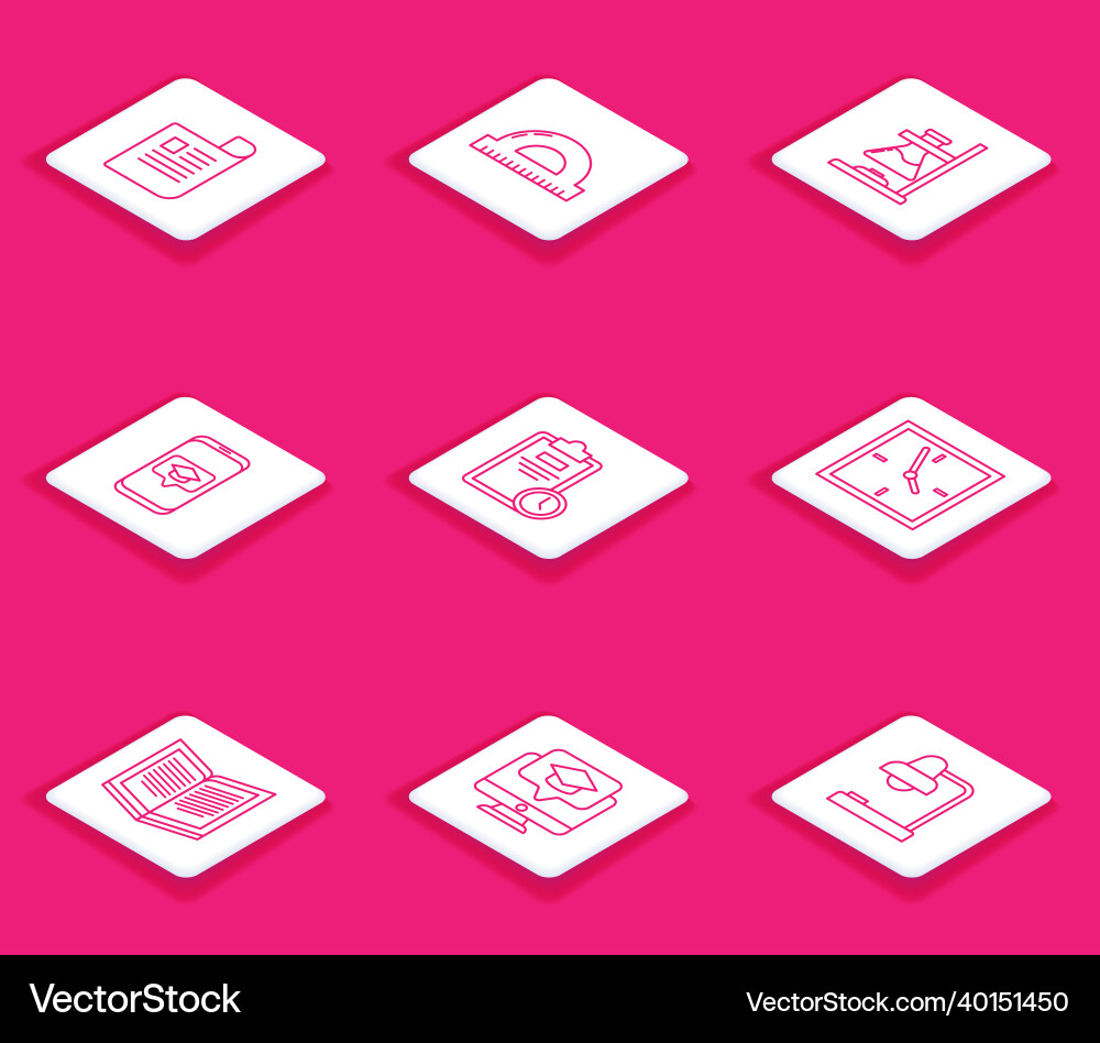 Set line document protractor grid for measuring Vector Image