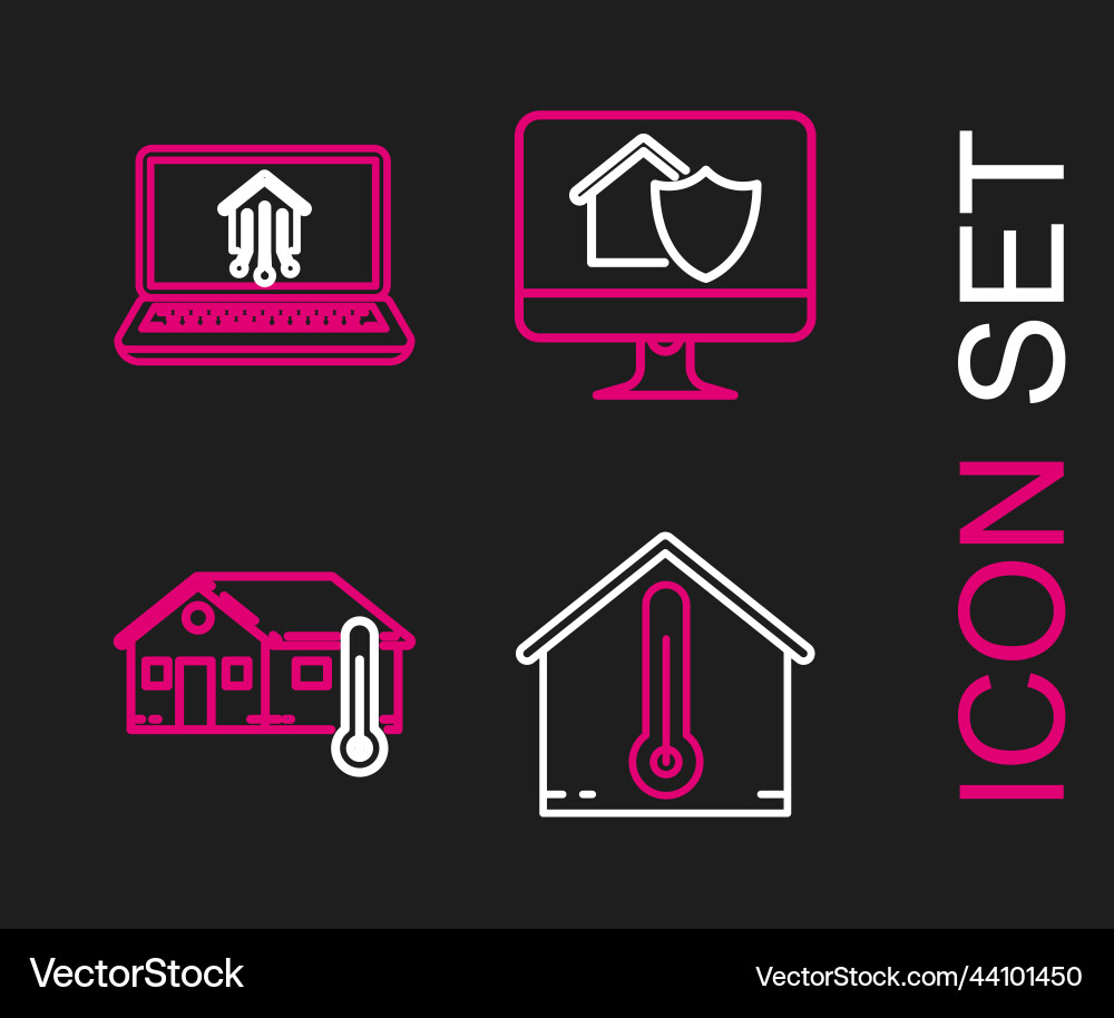 Set line house temperature computer monitor Vector Image