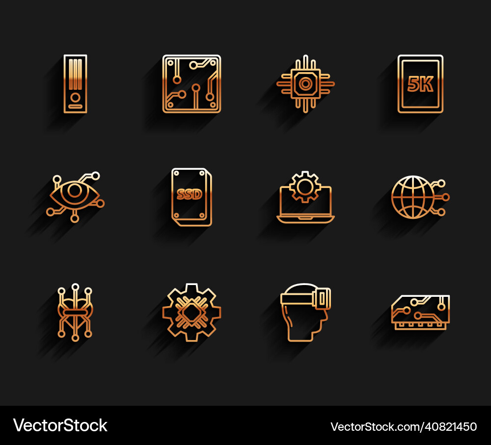 Set line processor video game console virtual Set line processor video game console virtual vector image