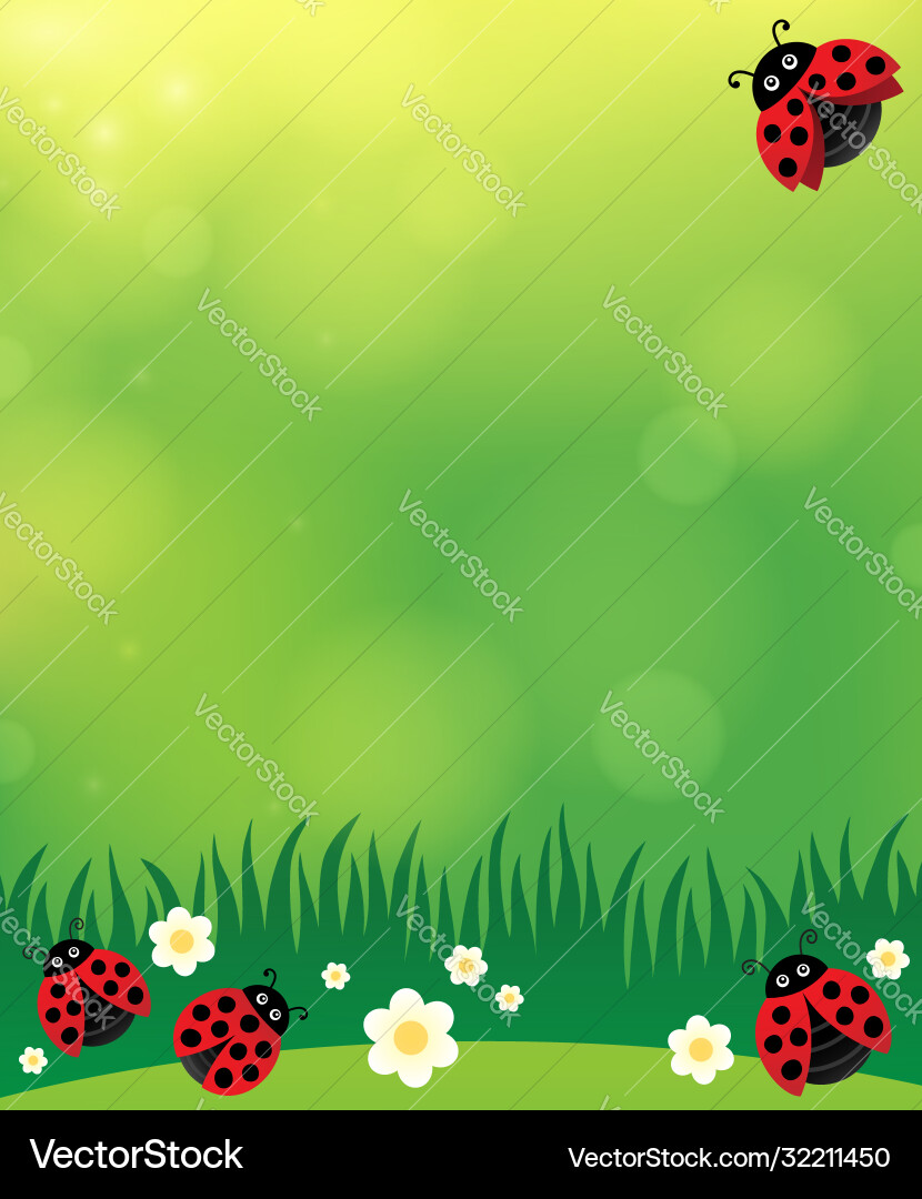 Spring background with ladybugs 2 Vector Image
