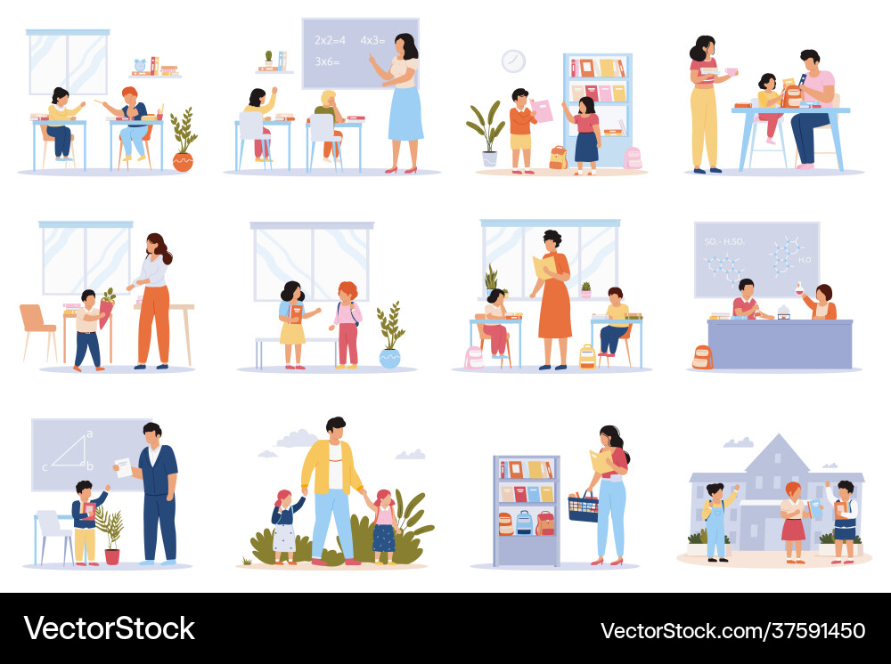 Students in Classroom Setting Vector Image