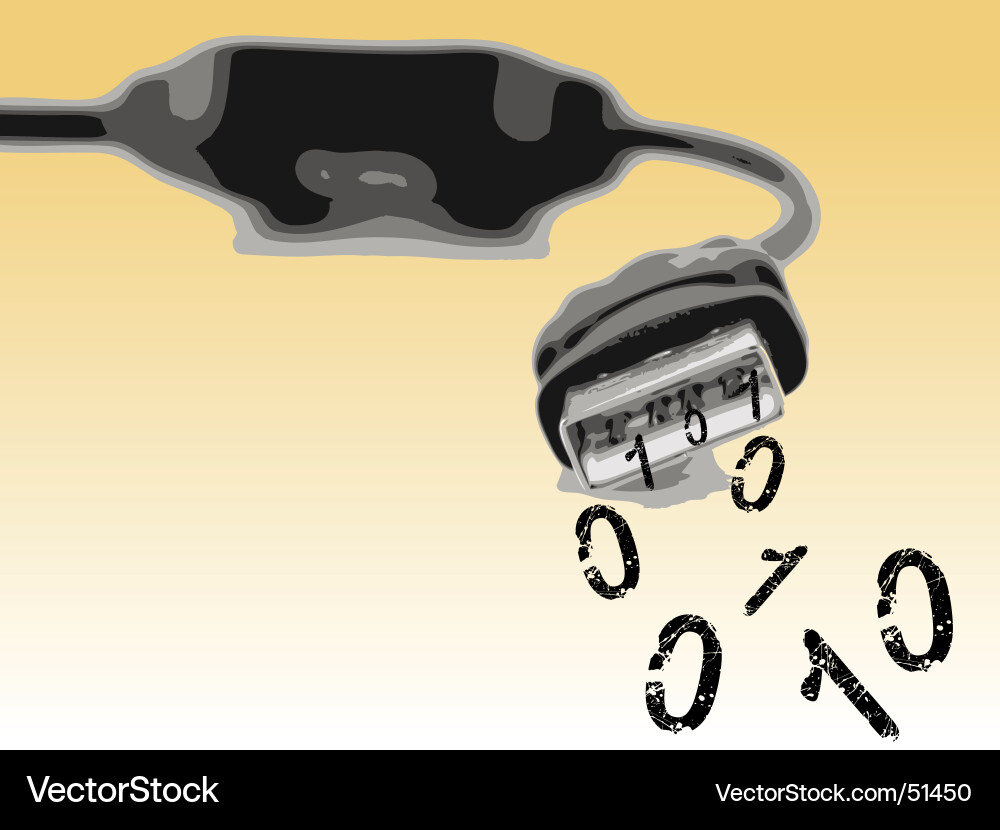 Usb cable with binary numbers Vector Image