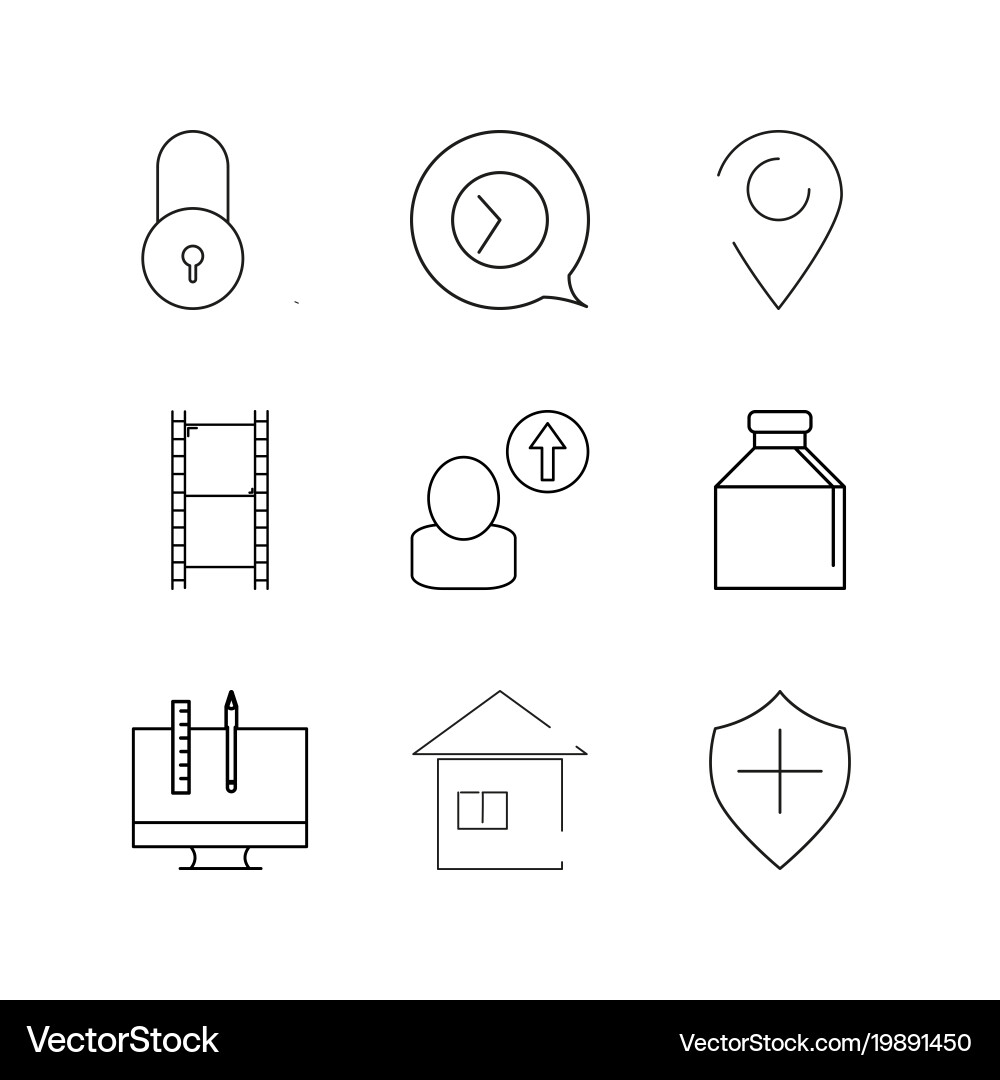 Web linear icon set simple outline icons vector image