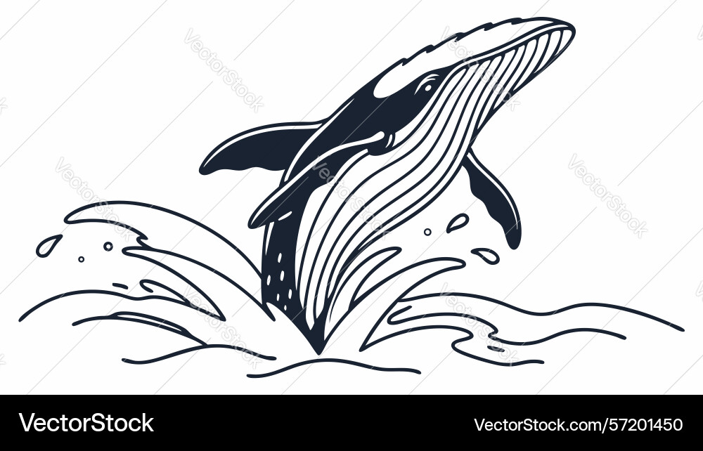 Whale in abstract dynamic ocean design generative vector image