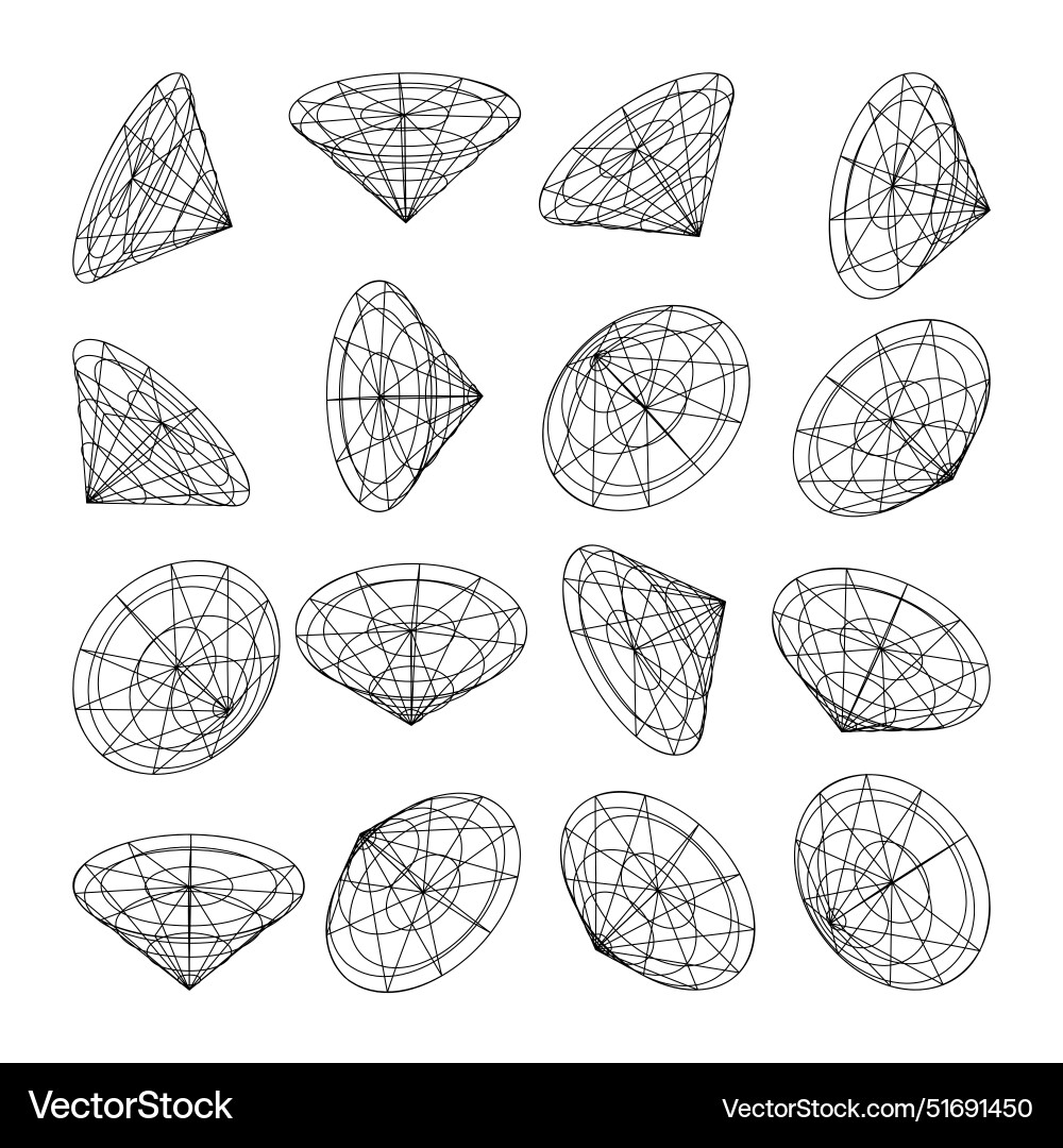 Wireframe lined shapes perspective mesh 3d grid Wireframe lined shapes perspective mesh 3d grid vector image