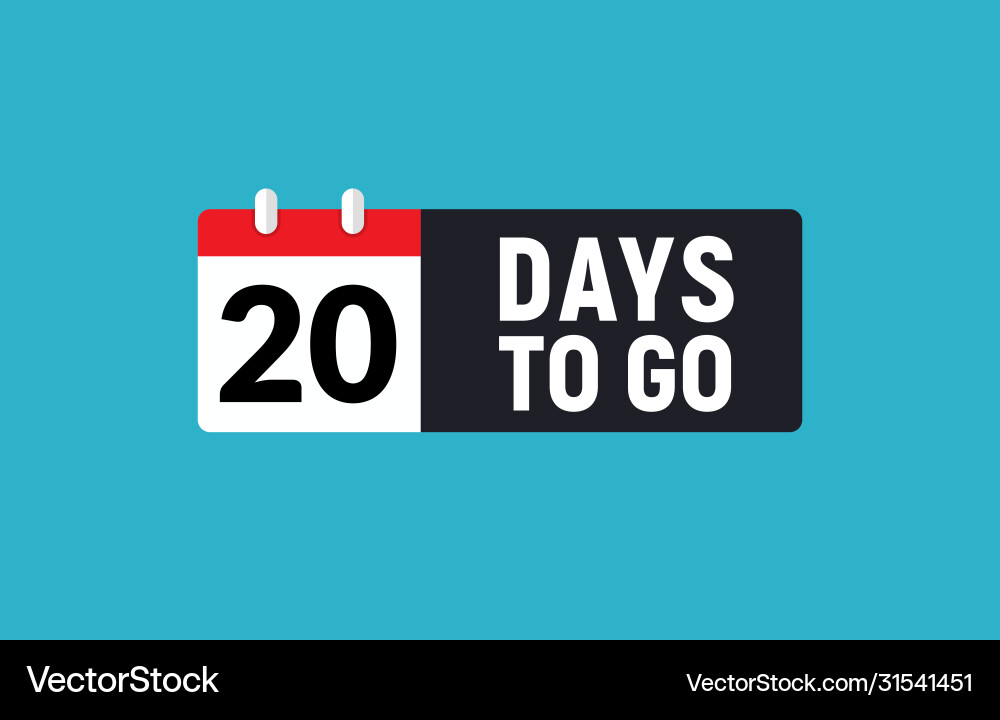 20 days to go last countdown icon twenty vector image