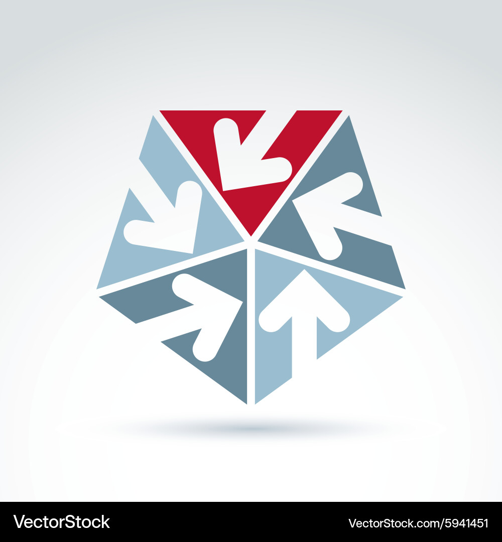 Abstract emblem with five multidirectional arrows Vector Image