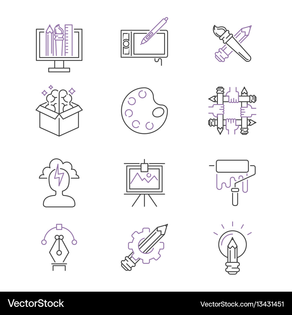 Art icons set design linear Art icons set design linear vector image
