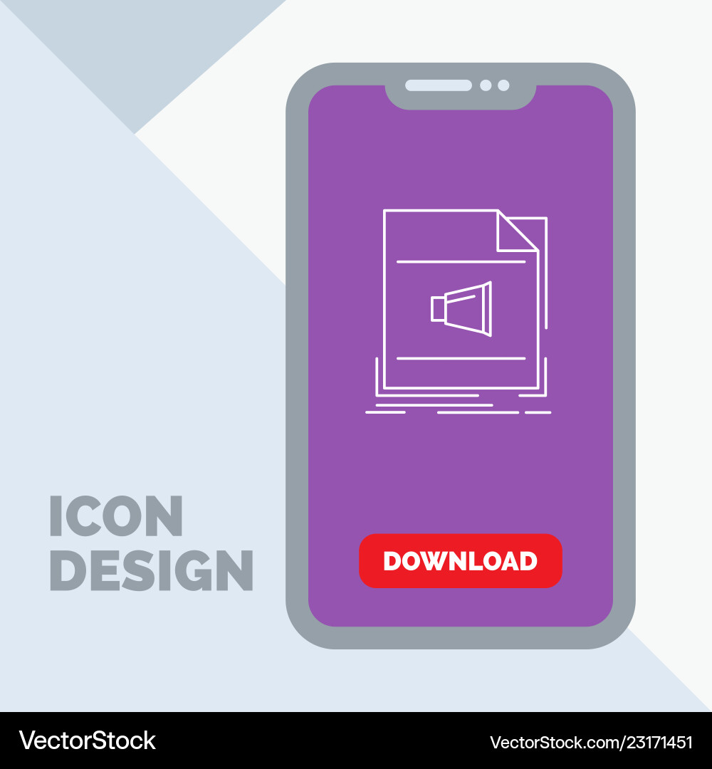 Audio file format music sound line icon in mobile Audio file format music sound line icon in mobile vector image