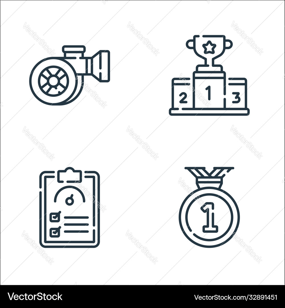Auto racing line icons linear set quality Auto racing line icons linear set quality vector image