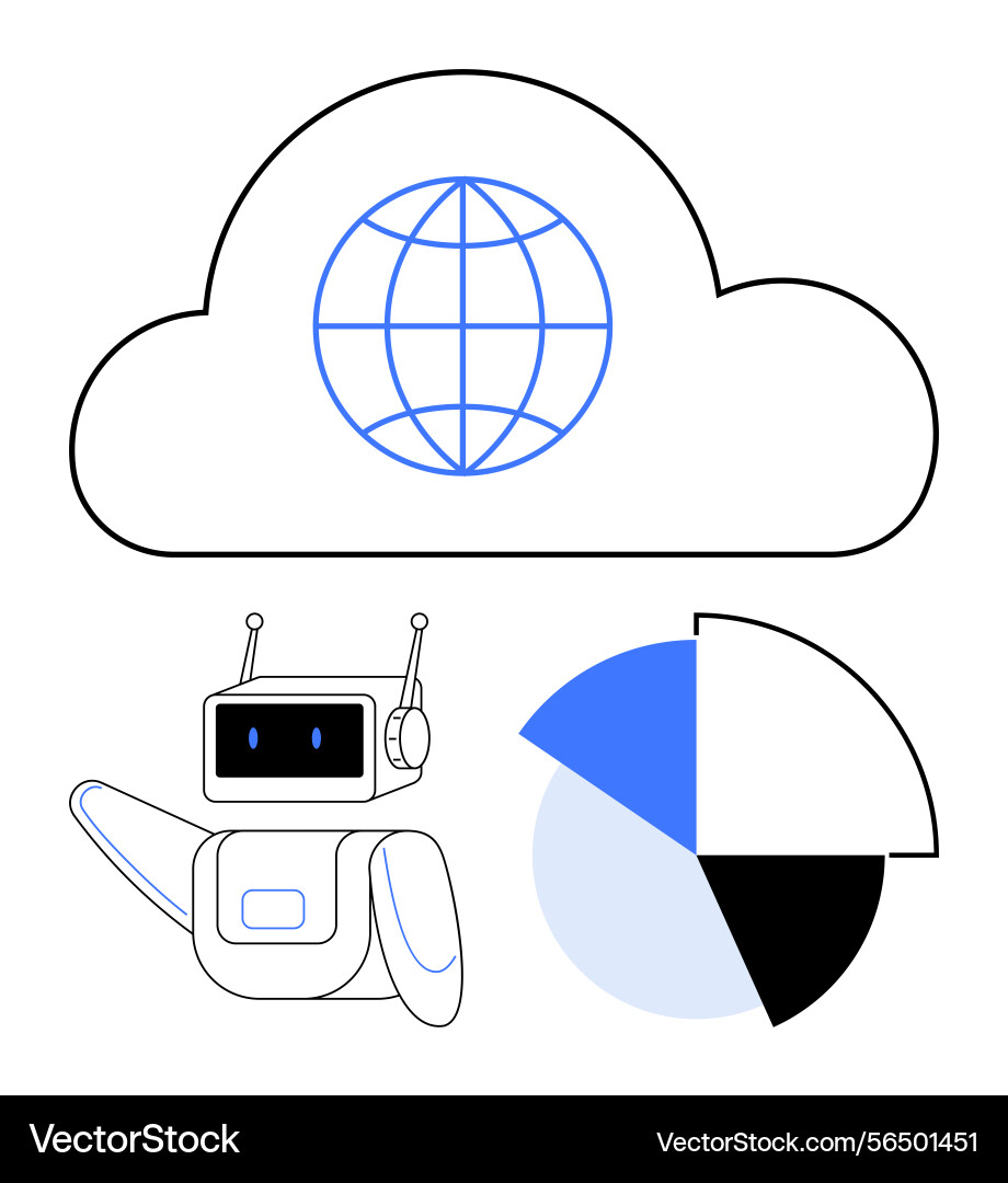 Cloud networking with ai robot and data analytics Cloud networking with ai robot and data analytics vector image