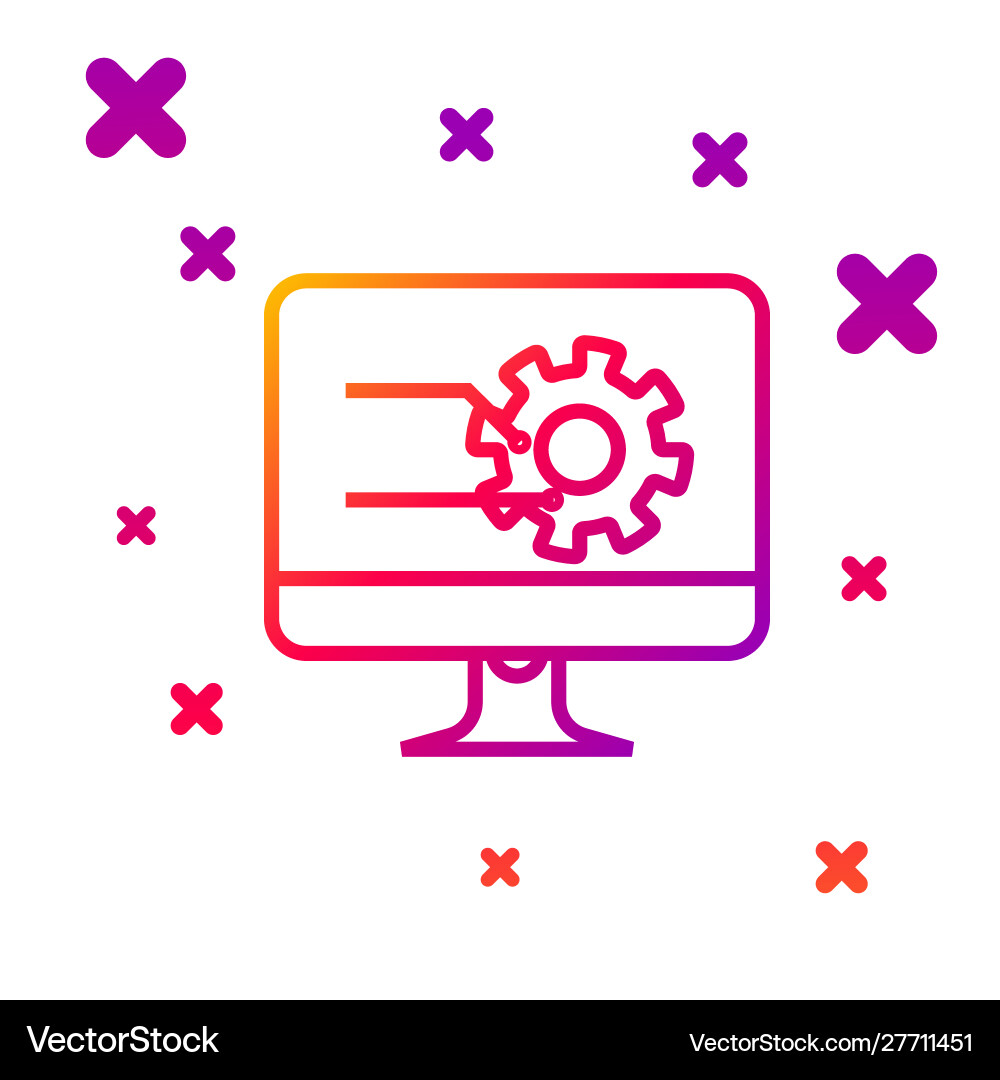 Color line computer monitor with graph chart icon Color line computer monitor with graph chart icon vector image