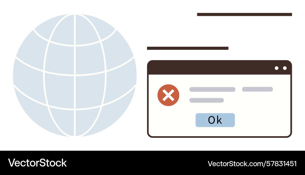 Error message window with red cross symbol next Error message window with red cross symbol next Vector Image