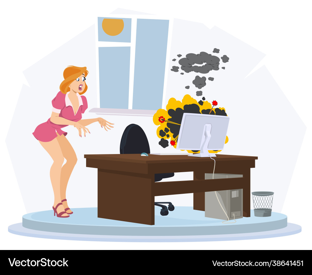 Explosion computer during work for internet Explosion computer during work for internet vector image
