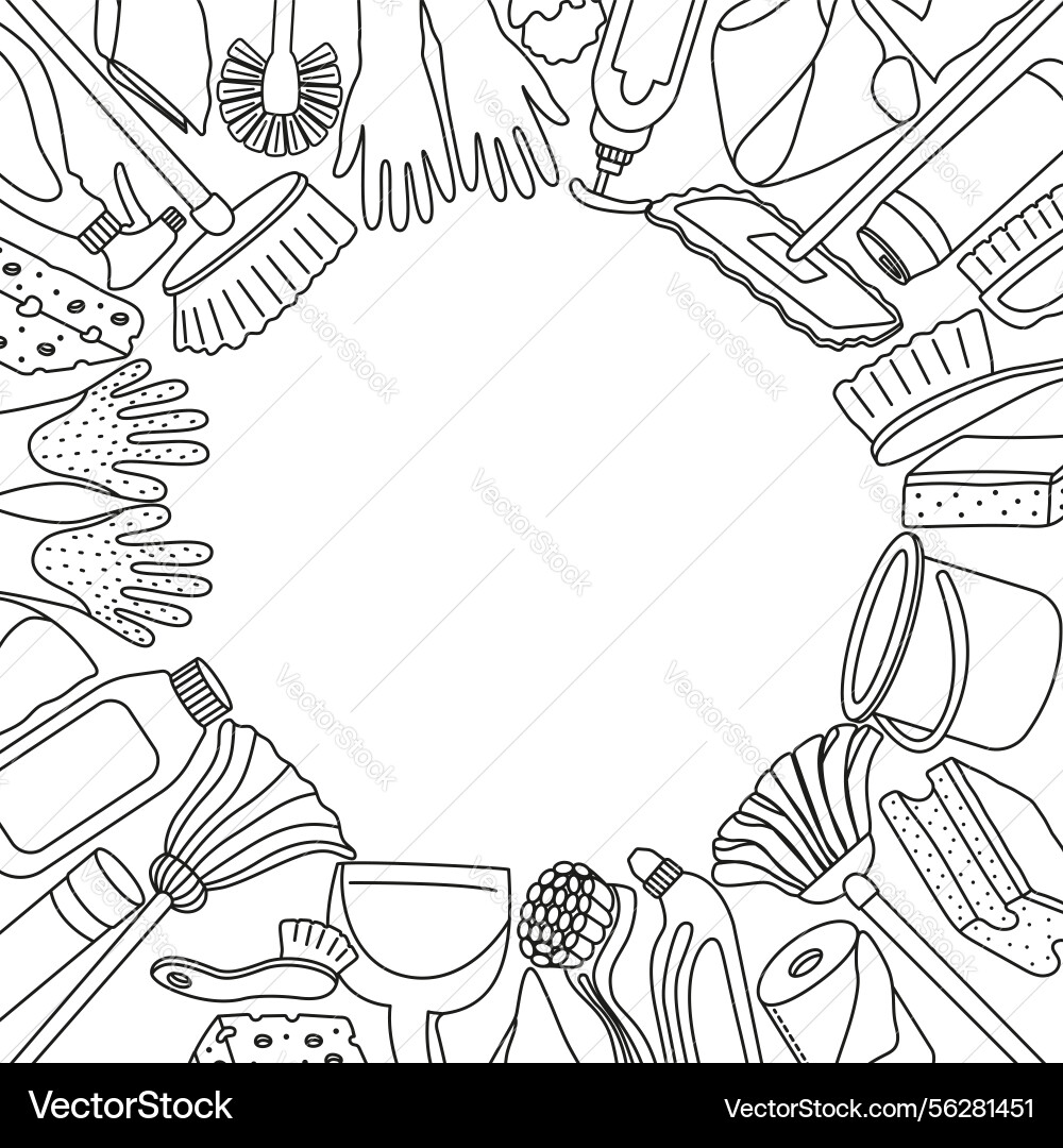 Frame with cleaning objects and copy space Vector Image