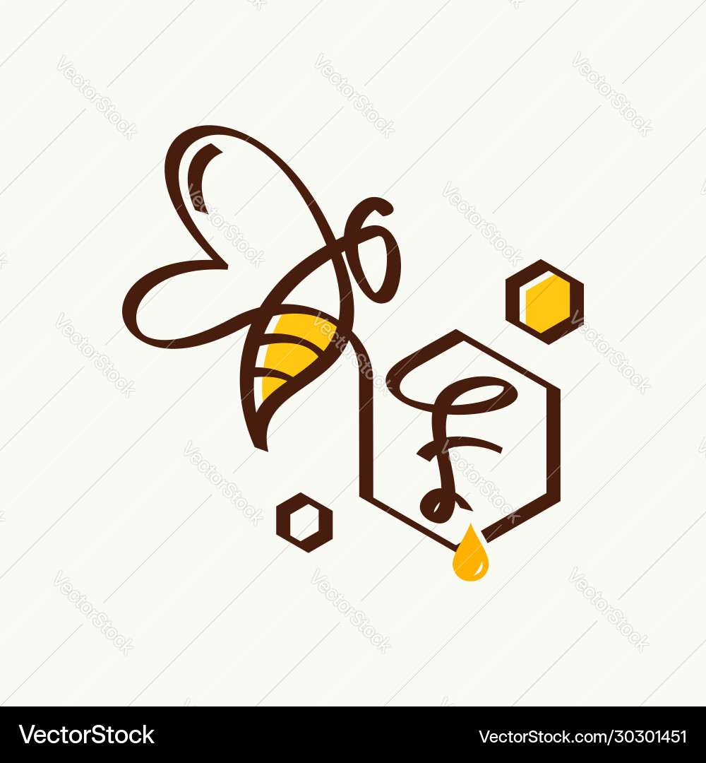 Initial F Bee Logo - Minimalist Vector Image