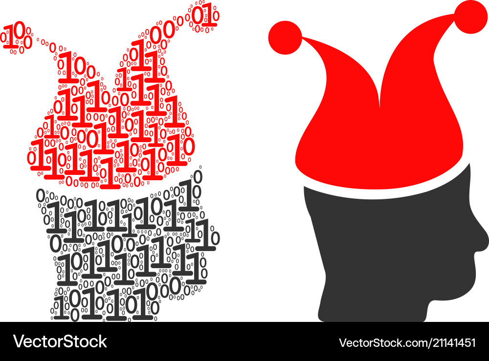 Joker collage of binary digits vector image