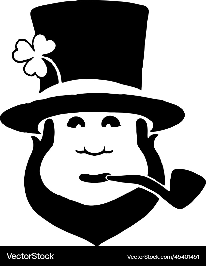 Leprechaun face with pipe silhouette – Royalty-Free Vector | VectorStock, image size:838x1080