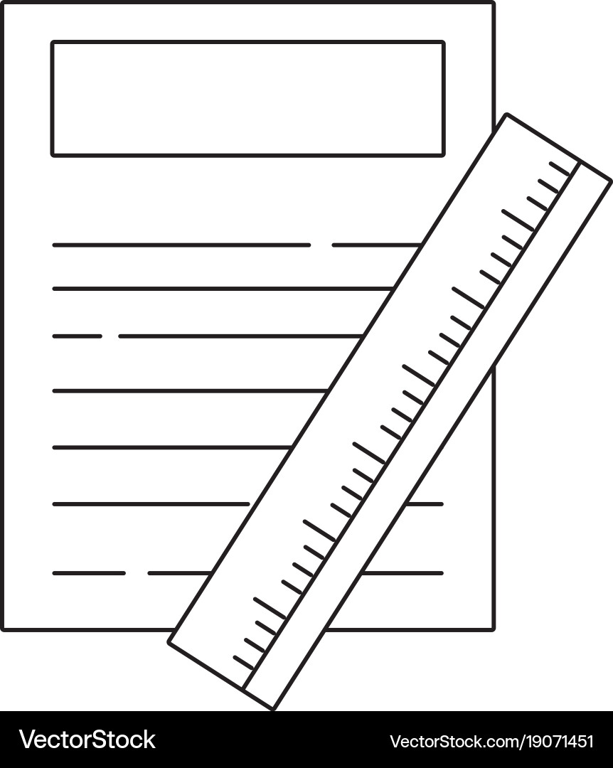 Line paper document with ruler object design vector image