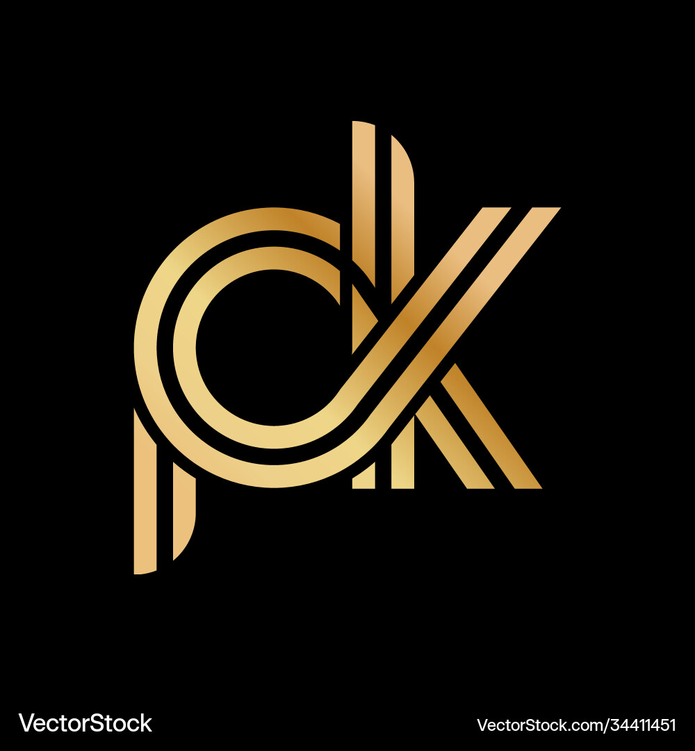 Lowercase letters p and k flat bound design Lowercase letters p and k flat bound design vector image