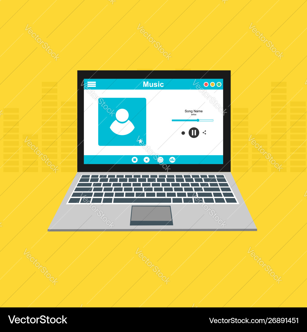 Media player application app template with flat Media player application app template with flat Vector Image