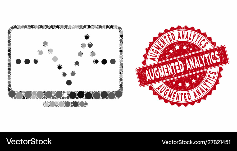 Mosaic pulse chart with grunge augmented analytics Mosaic pulse chart with grunge augmented analytics vector image