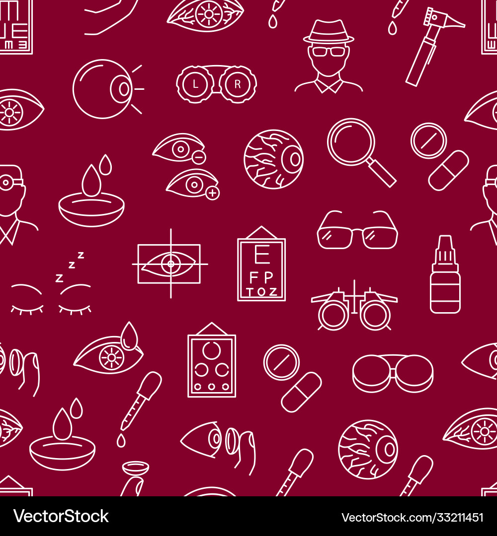 Optometry concept thin line seamless pattern vector image