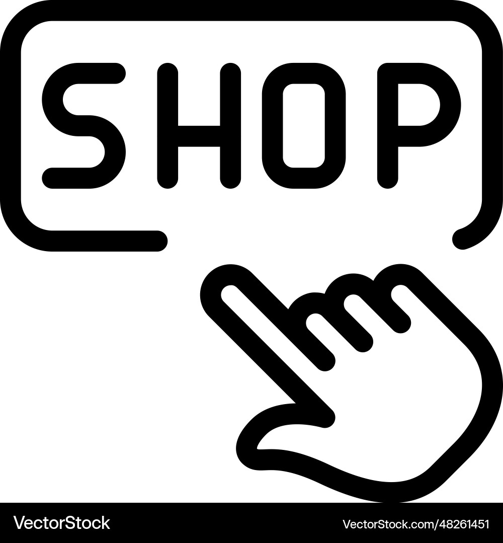 Pointer dragged on shop option in website vector image