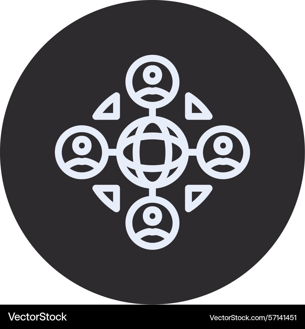 Remote work networking inverted circle black Vector Image