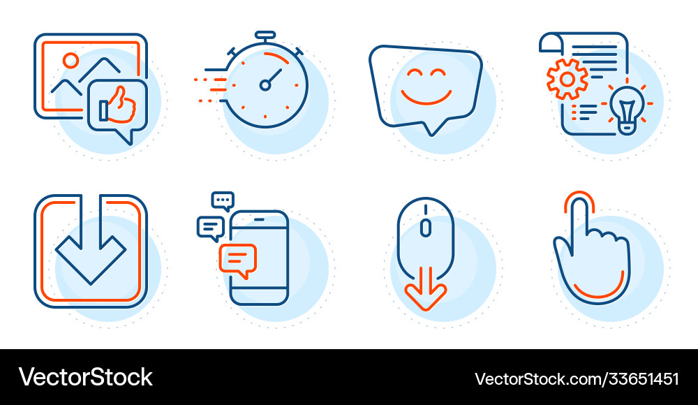 Scroll down communication and timer icons set Scroll down communication and timer icons set vector image