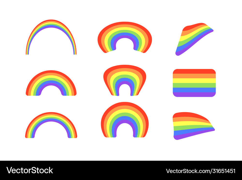 Set colour rainbows isolated on white Set colour rainbows isolated on white vector image
