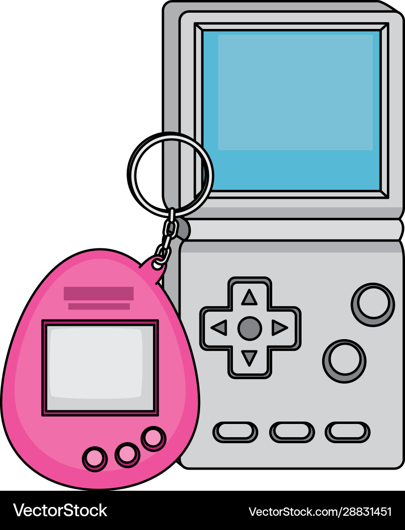 Set video game nineties style isolated icon vector image
