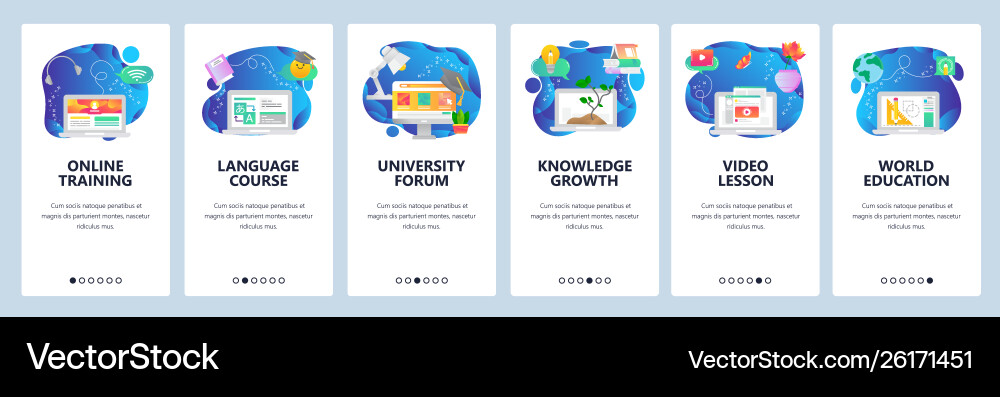 Website and mobile app onboarding screens Website and mobile app onboarding screens vector image