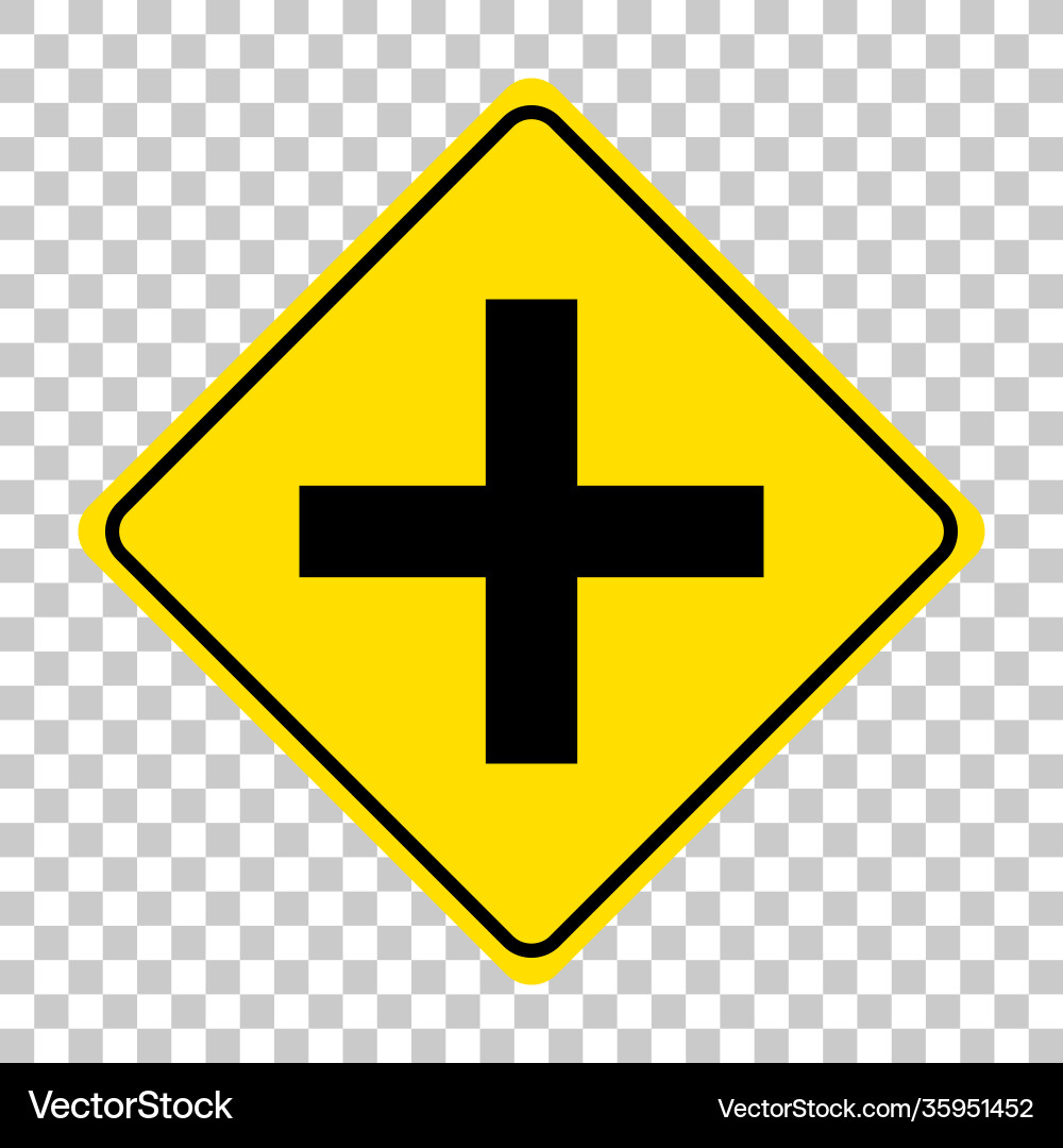 4 way intersection sign isolated on transparent 4 way intersection sign isolated on transparent vector image
