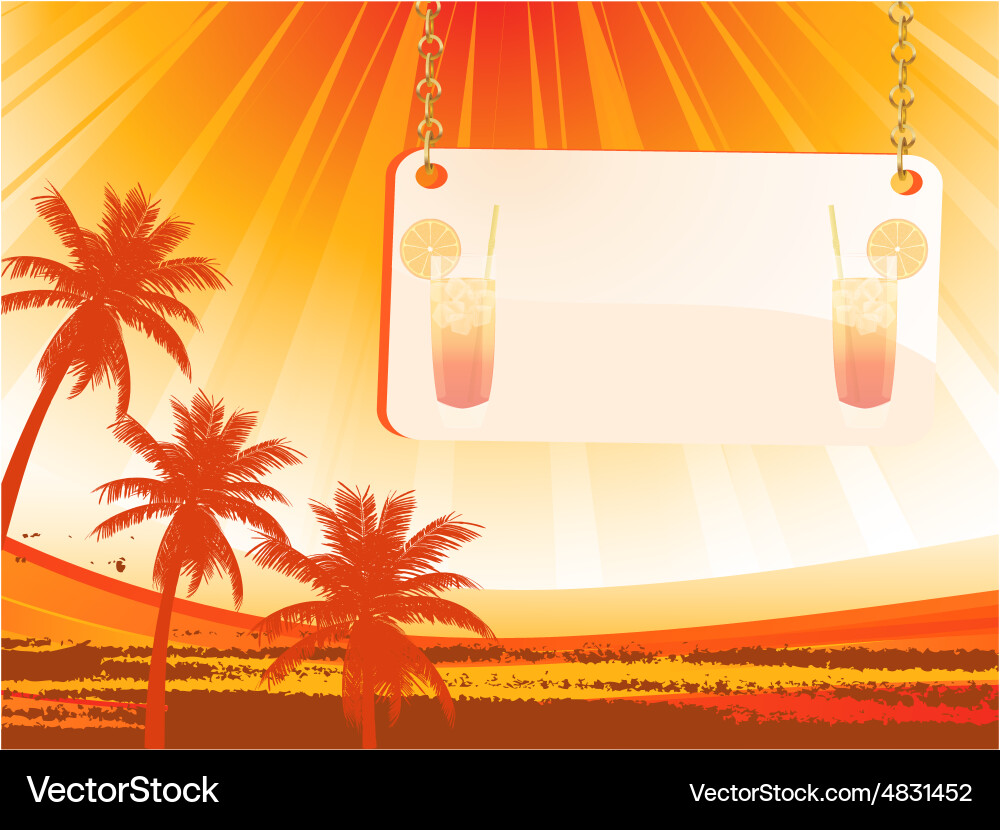 Abstract palm trees and message background vector image