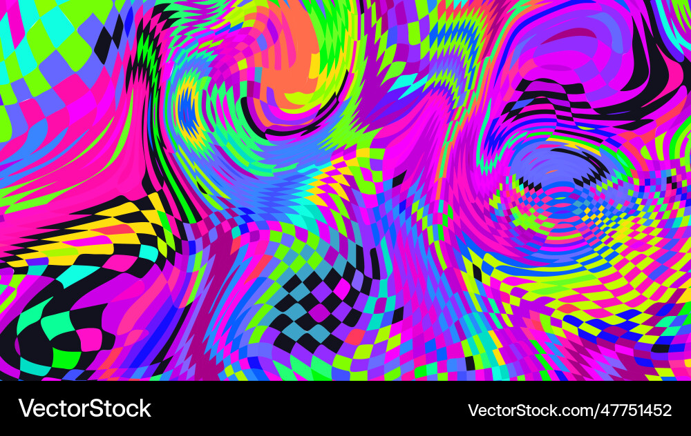 Distorted neon checkered pattern abstract Distorted neon checkered pattern abstract vector image