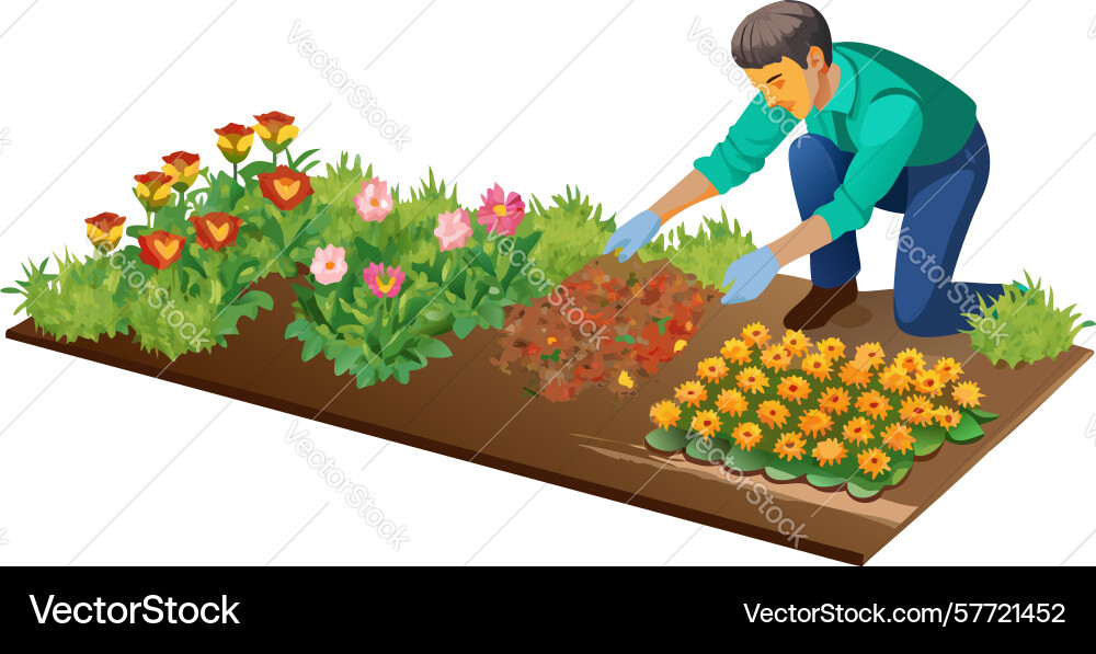 Farmer working in garden plot design generative Vector Image