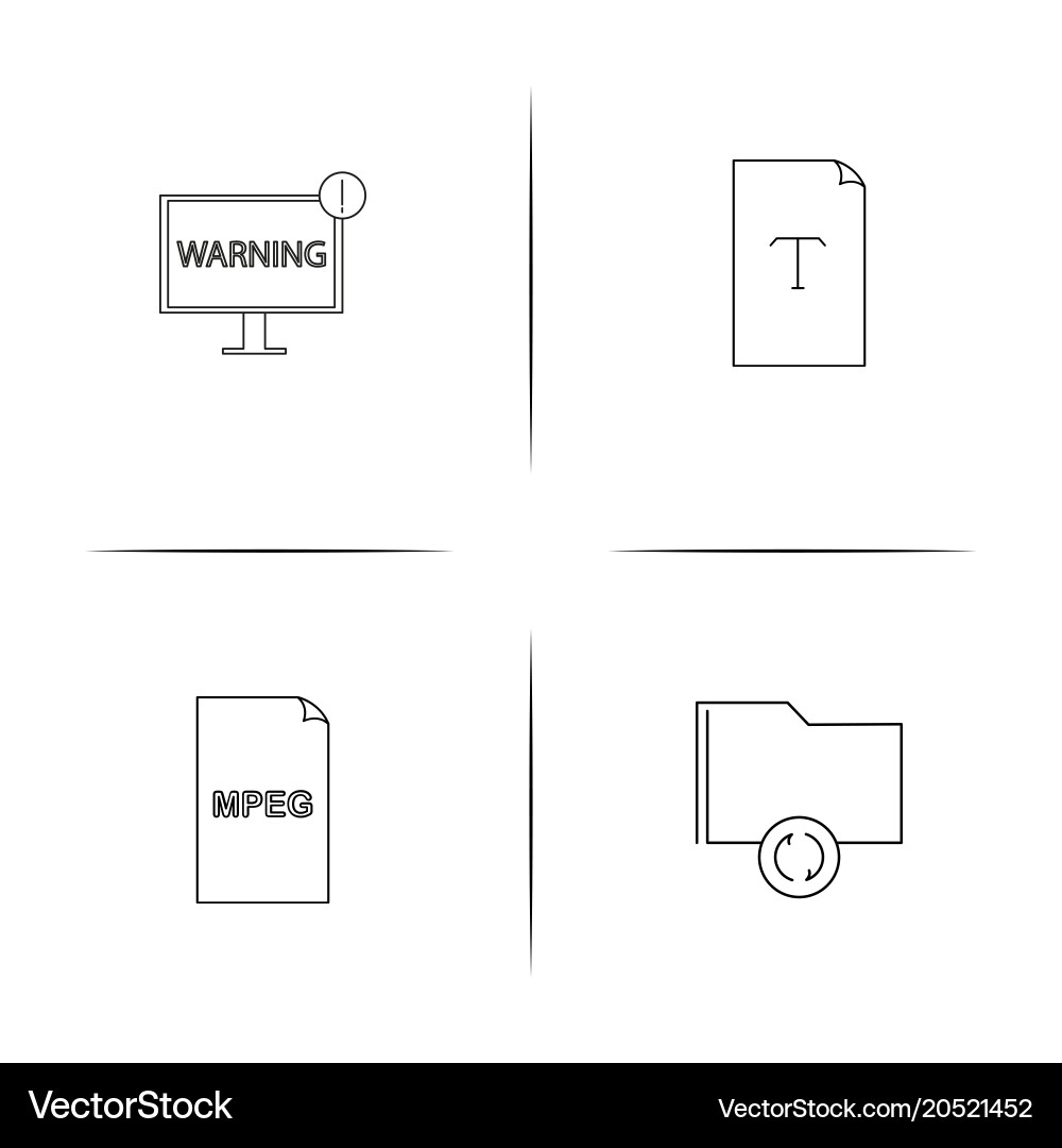 Files and folders sign simple linear icons set vector image