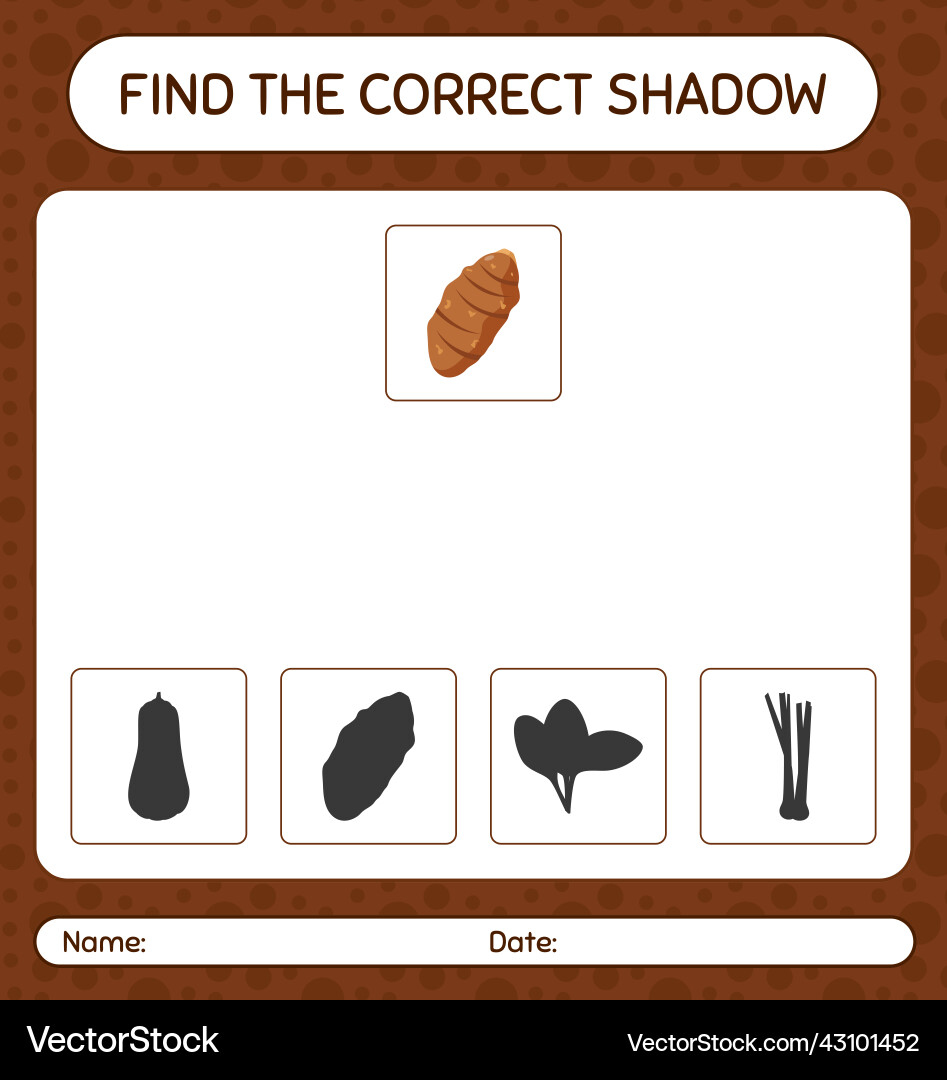 Find the correct shadows game with taro root Find the correct shadows game with taro root vector image