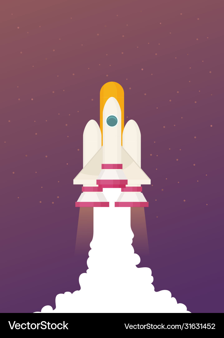 Flat a spaceship launch isolated on space Flat a spaceship launch isolated on space vector image