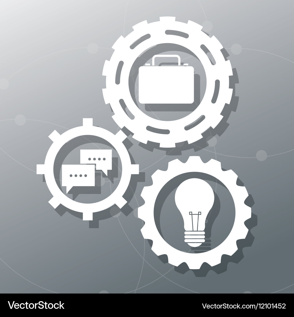 Grey gears and objects design vector image