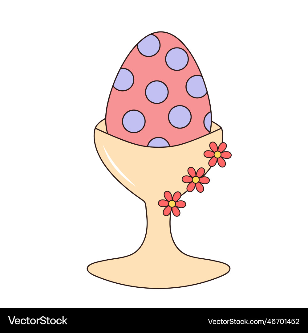 Groovy easter egg with pattern in an stand Vector Image
