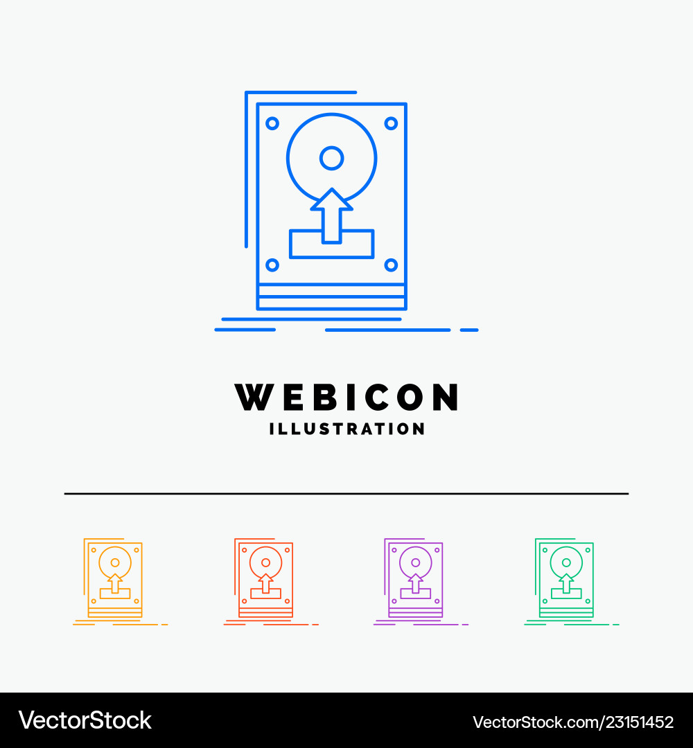 Install drive hdd save upload 5 color line web Install drive hdd save upload 5 color line web vector image