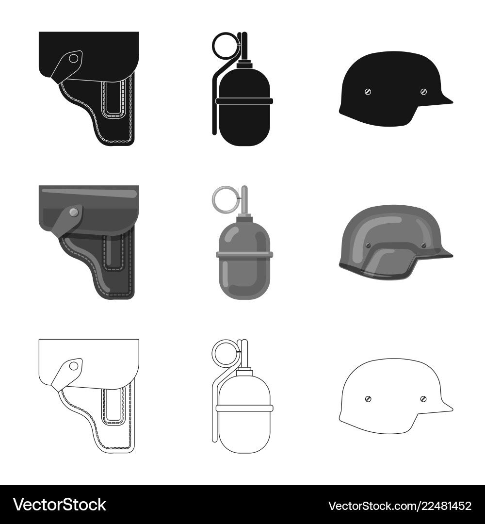 Isolated object of weapon and gun icon collection Isolated object of weapon and gun icon collection vector image