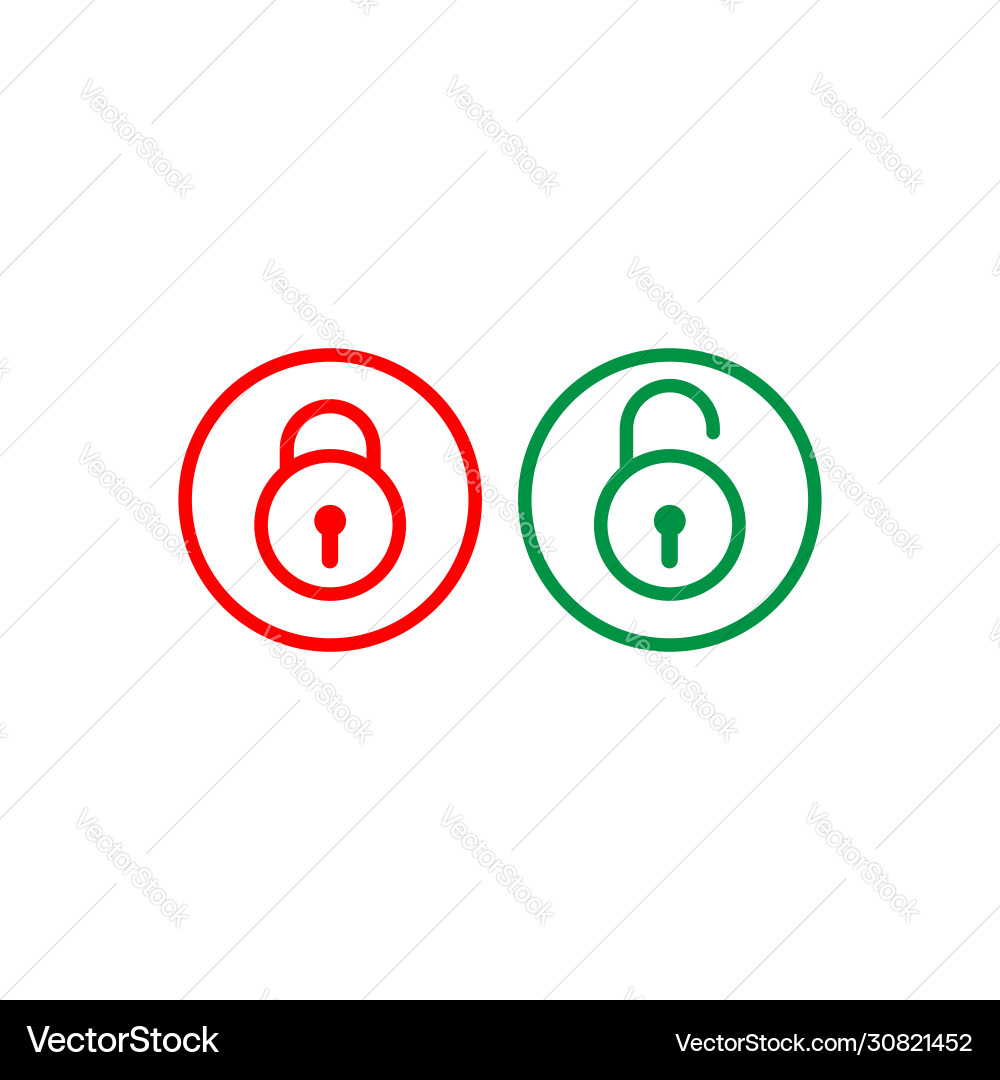 Lock unlock outline icon symbol security design vector image