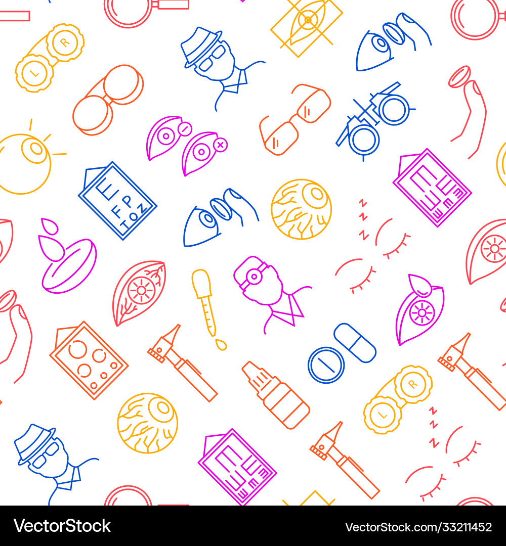 Optometry concept thin line seamless pattern Optometry concept thin line seamless pattern vector image