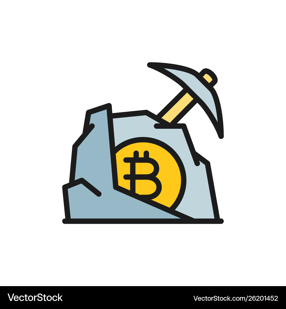 Pickaxe with stone bitcoin blockchain Pickaxe with stone bitcoin blockchain vector image