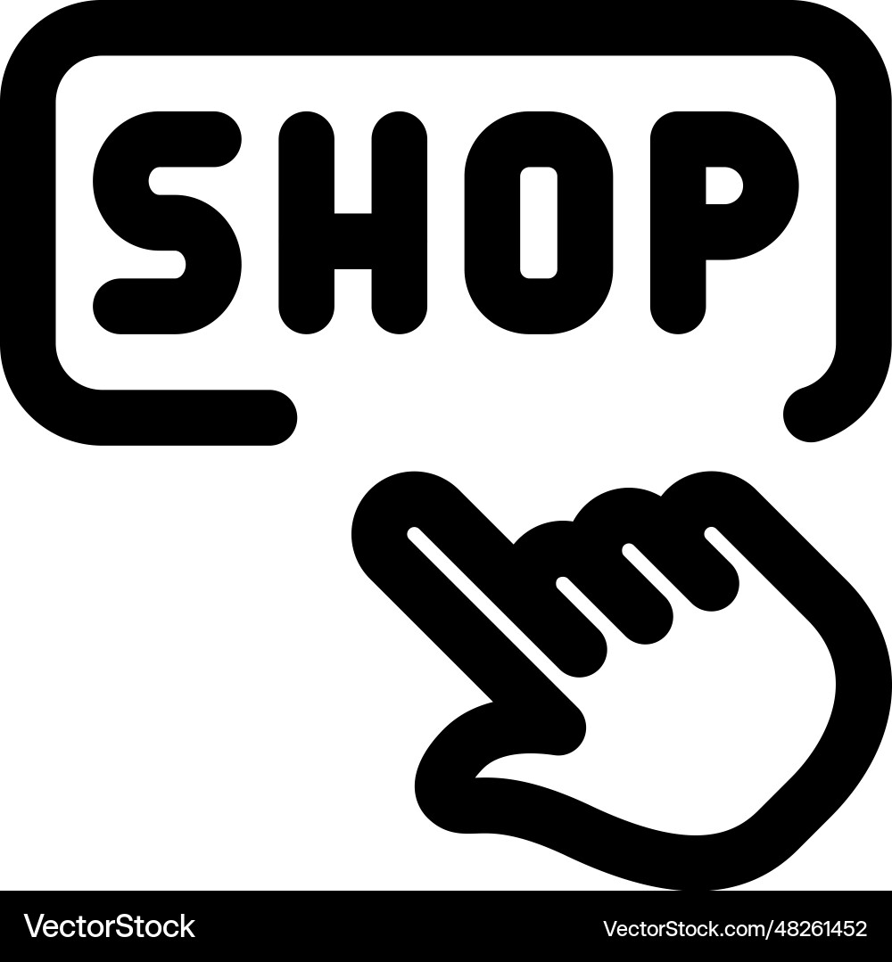 Pointer dragged on shop option in website vector image